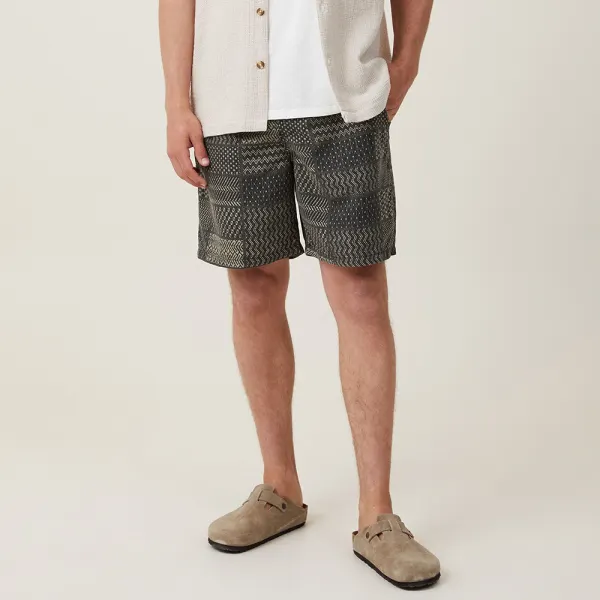 Men's Loose Fit Geometric Pattern Shorts - Spiretime.com 