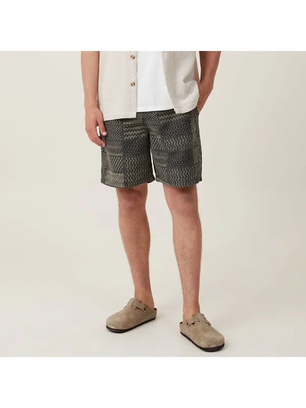 Men's Loose Fit Geometric Pattern Shorts - Anrider.com 