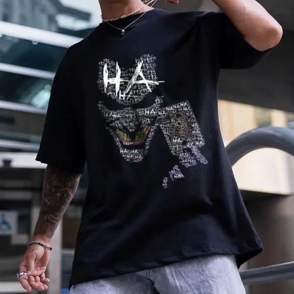 The Joker HA Letter Stitching Men's Trendy T-shirt - Ootdyouth.com 