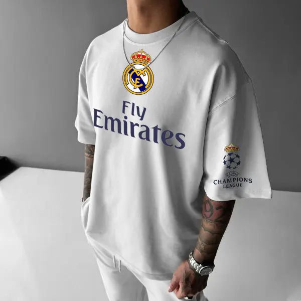 Oversized Real Madrid Graphic Tee - Ootdyouth.com 