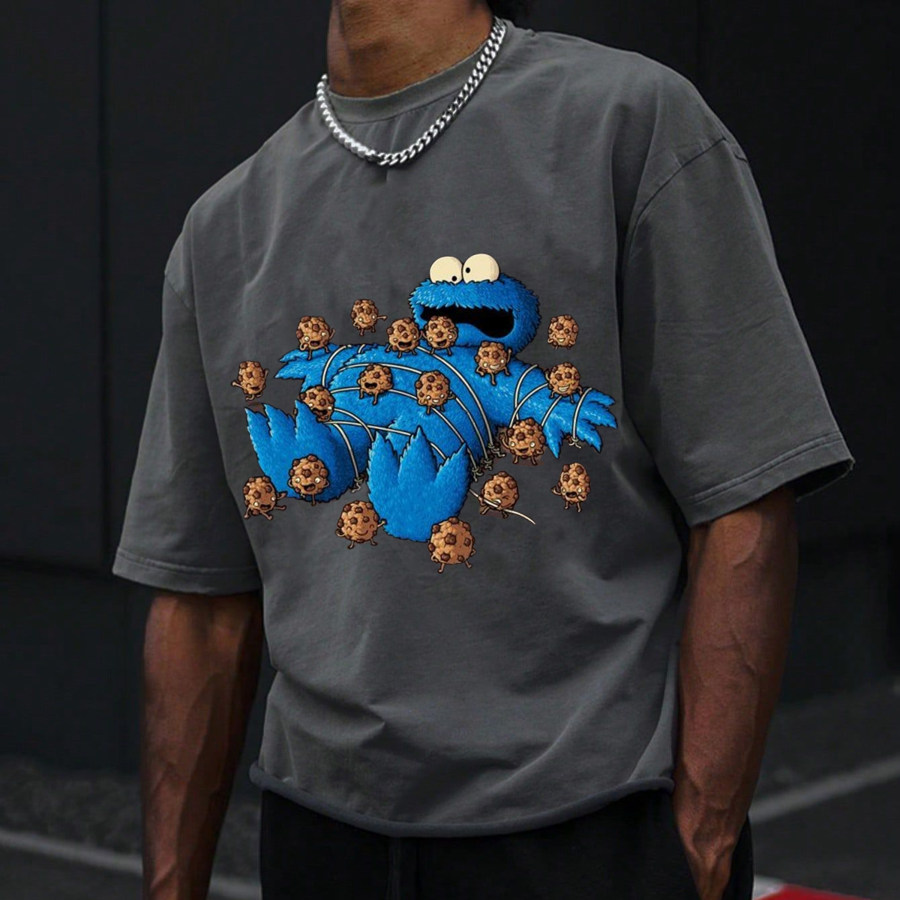 

Fun Kaws Sesame Street Cookie Print T-Shirt