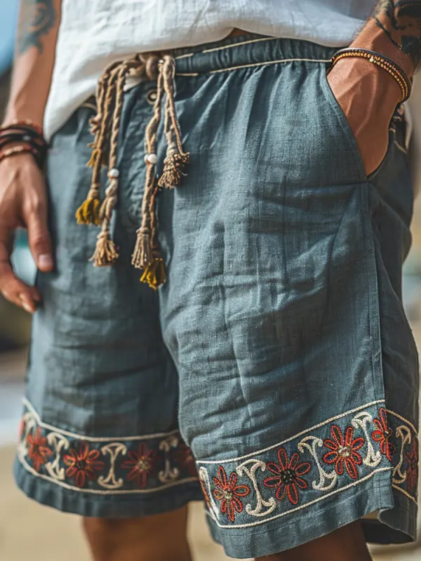 Vintage Washed Linen Shorts - Menwyx.com 