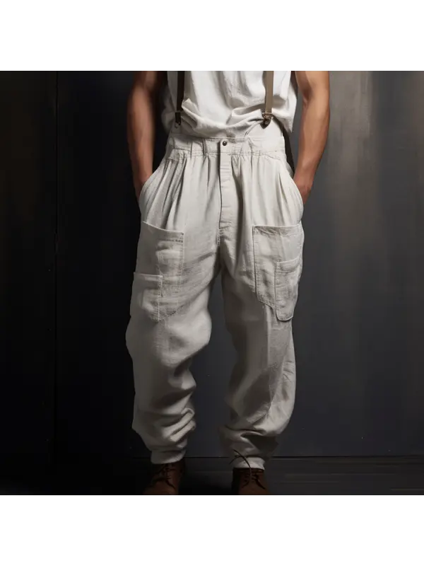 Oversized Loose Fit Linen Track Pants - Valiantlive.com 