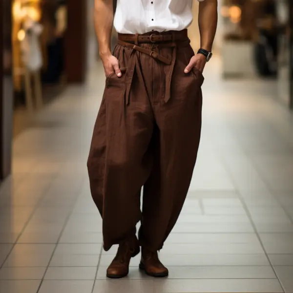 Men's Oversized Breathable Loose Linen Casual Pants - Dozenlive.com 