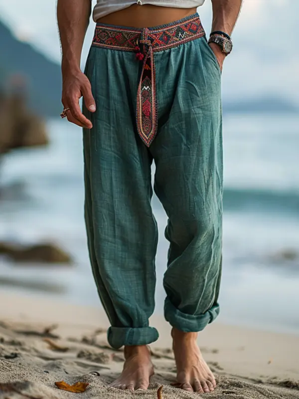 Retro Loose Breathable Men's Linen Casual Pants - Menwyx.com 