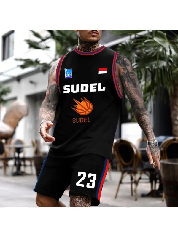 Men's Sudel Basketball Sleeveless Tank Jersey Set - Anrider.com 