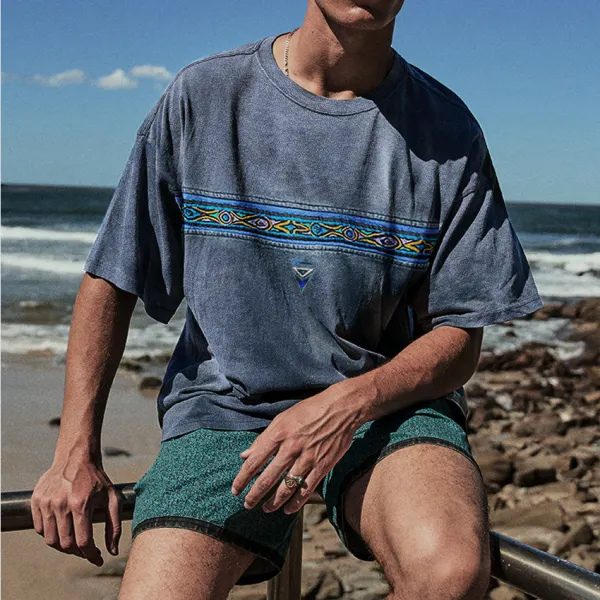 Oversized Retro Casual Print Surf T-Shirt - Anurvogel.com 