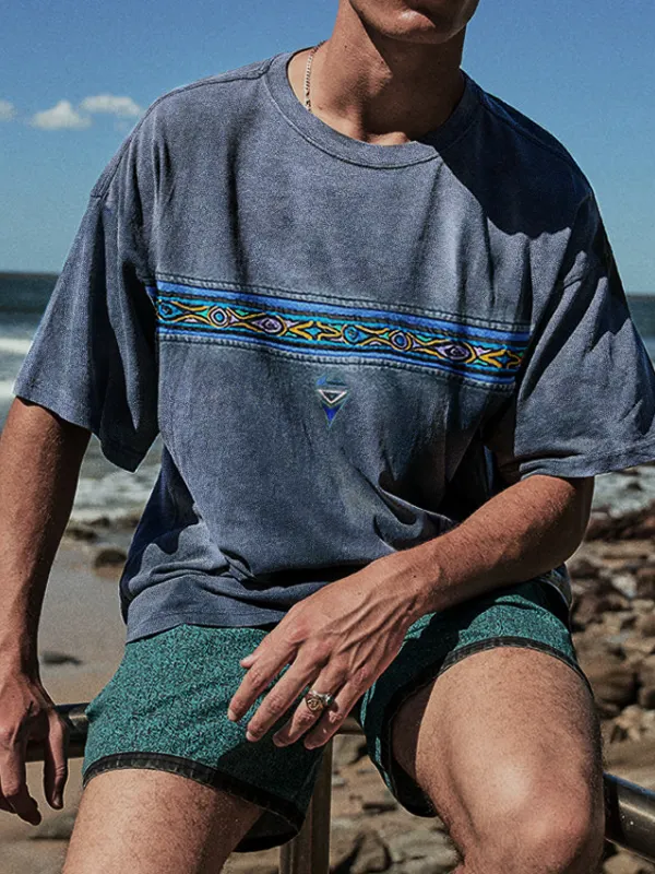 Oversized Retro Casual Print Surf T-Shirt - Pragmaace.com 