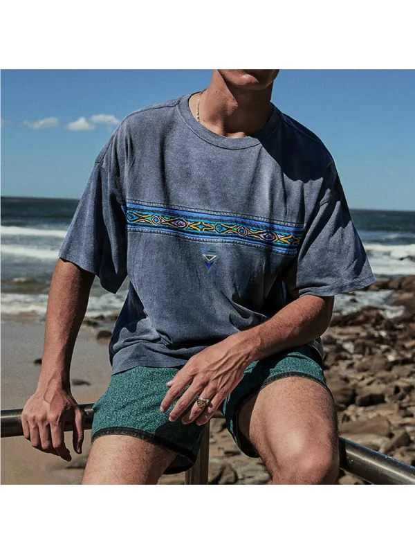 Oversized Retro Casual Print Surf T-Shirt - Ootdmw.com 