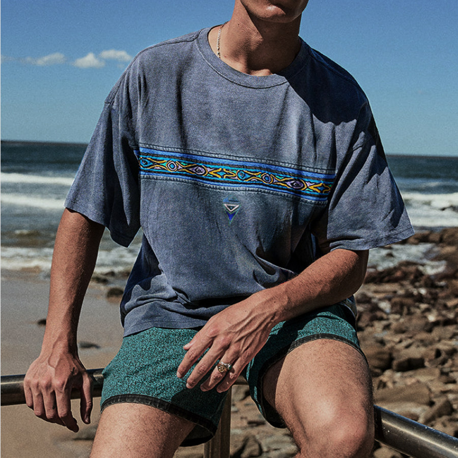 

Oversized Retro Casual Print Surf T-Shirt