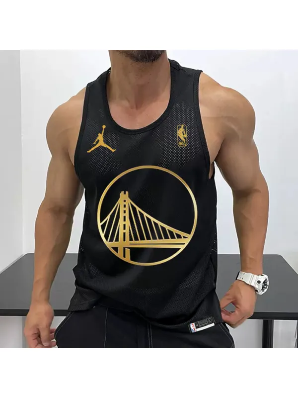 Men's Casual Mesh Vest Basketball Print Vest Breathable Sports Vest - Ootdmw.com 