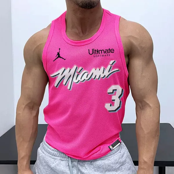 Men's Casual Mesh Vest Basketball Print Vest Breathable Sports Vest - Trisunshine.com 