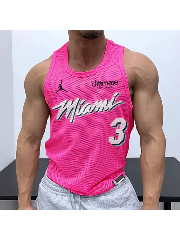 Men's Casual Mesh Vest Basketball Print Vest Breathable Sports Vest - Timetomy.com 