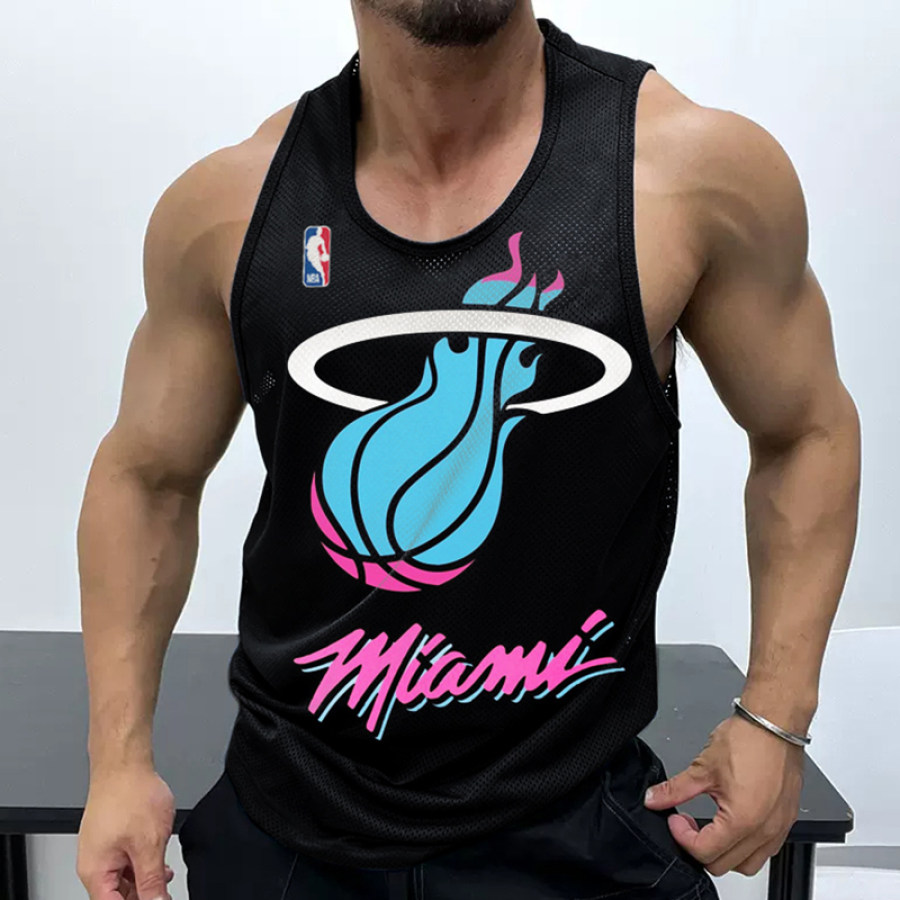 

Men's Casual Mesh Vest Basketball Print Vest Breathable Sports Vest