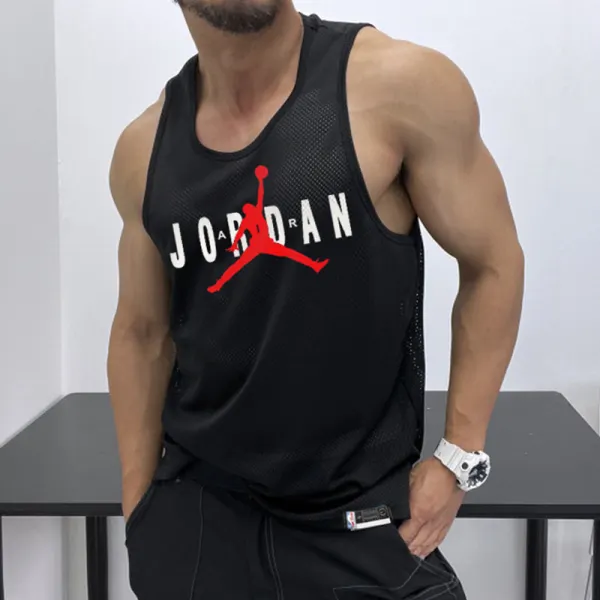 Men's Casual Mesh Vest Basketball Print Vest Breathable Sports Vest - Trisunshine.com 