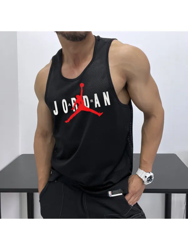 Men's Casual Mesh Vest Basketball Print Vest Breathable Sports Vest - Anrider.com 