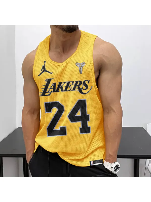 Men's Casual Mesh Vest Basketball Print Vest Breathable Sports Vest - Ootdmw.com 