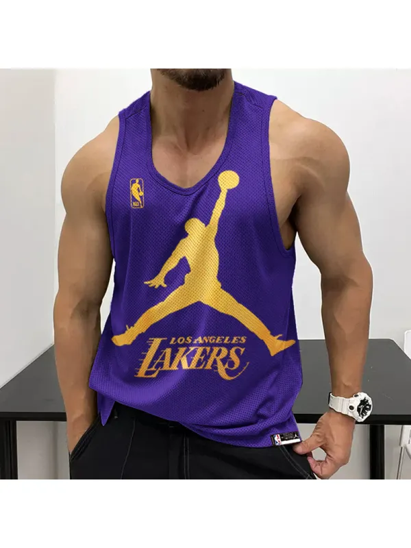 Men's Casual Mesh Vest Basketball Print Vest Breathable Sports Vest - Anrider.com 