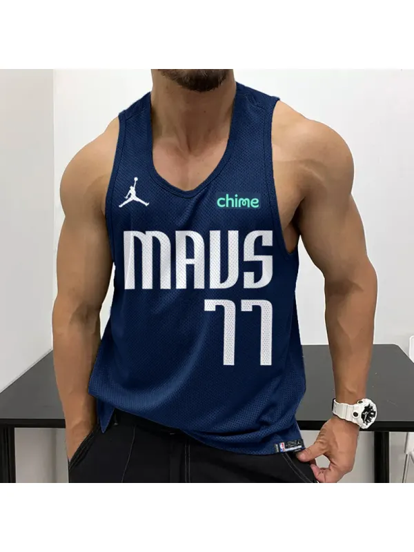 Basketball Print Vest Men's Casual Mesh Vest Basketball Print Vest Breathable Sports Vest - Anrider.com 