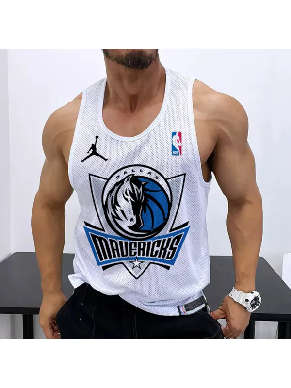 Basketball Print Vest Men's Casual Mesh Vest Basketball Print Vest Breathable Sports Vest - Ootdmw.com 