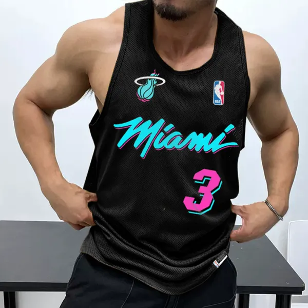 Men's Casual Mesh Vest Basketball Print Vest Breathable Sports Vest - Anurvogel.com 