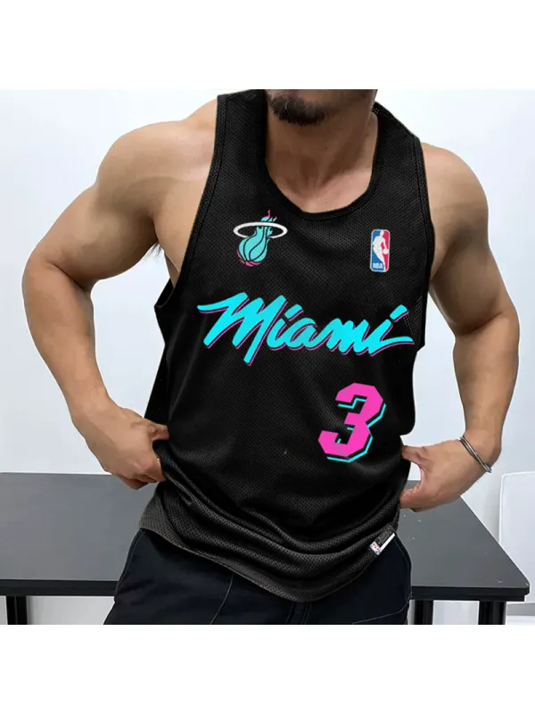 Men's Casual Mesh Vest Basketball Print Vest Breathable Sports Vest - Ootdmw.com 