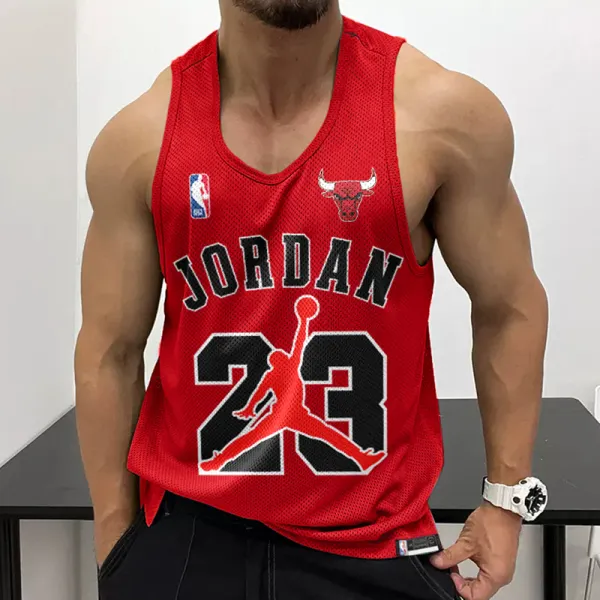 Men's Casual Mesh Vest Basketball Print Vest Breathable Sports Vest - Dozenlive.com 