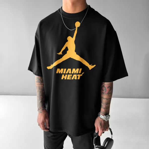 Unisex Casual Basketball Print T-Shirt Heat T-shirt - Spiretime.com 