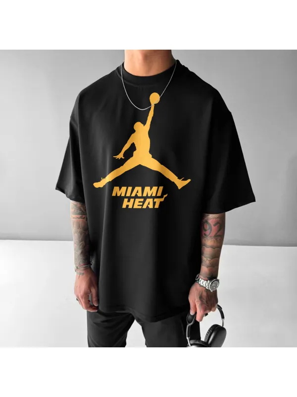 Unisex Casual Basketball Print T-Shirt Heat T-shirt - Anrider.com 