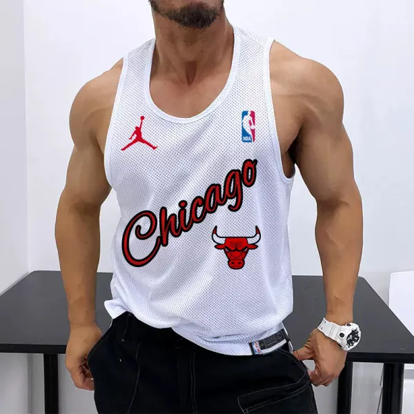 Men's Casual Mesh Vest Basketball Print Vest Breathable Sports Vest - Nicheten.com 