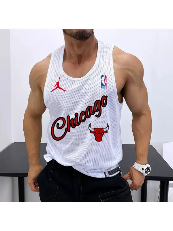 Men's Casual Mesh Vest Basketball Print Vest Breathable Sports Vest - Ootdmw.com 