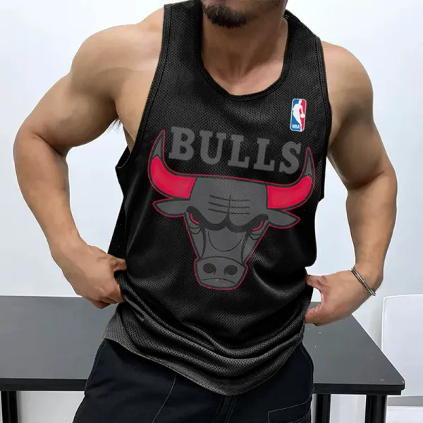 Men's Casual Mesh Vest Basketball Print Vest Breathable Sports Vest - Dozenlive.com 