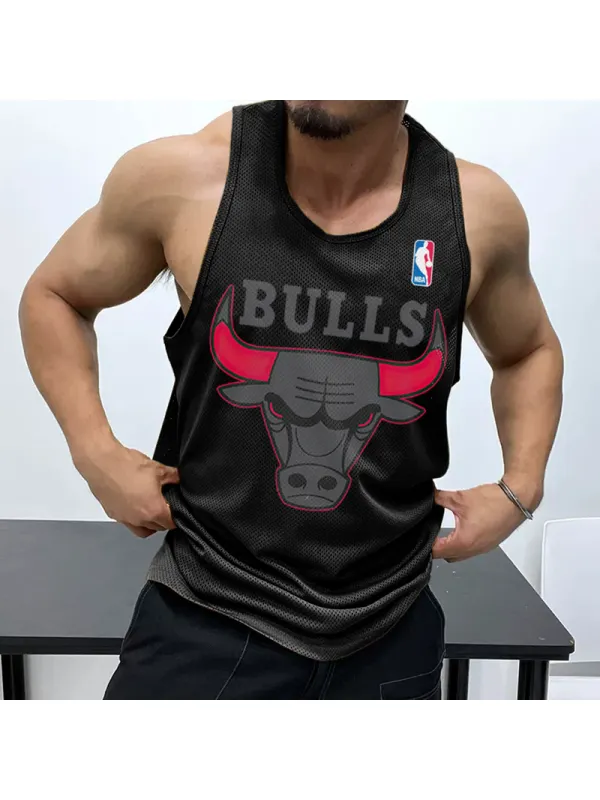 Men's Casual Mesh Vest Basketball Print Vest Breathable Sports Vest - Frontiercool.com 