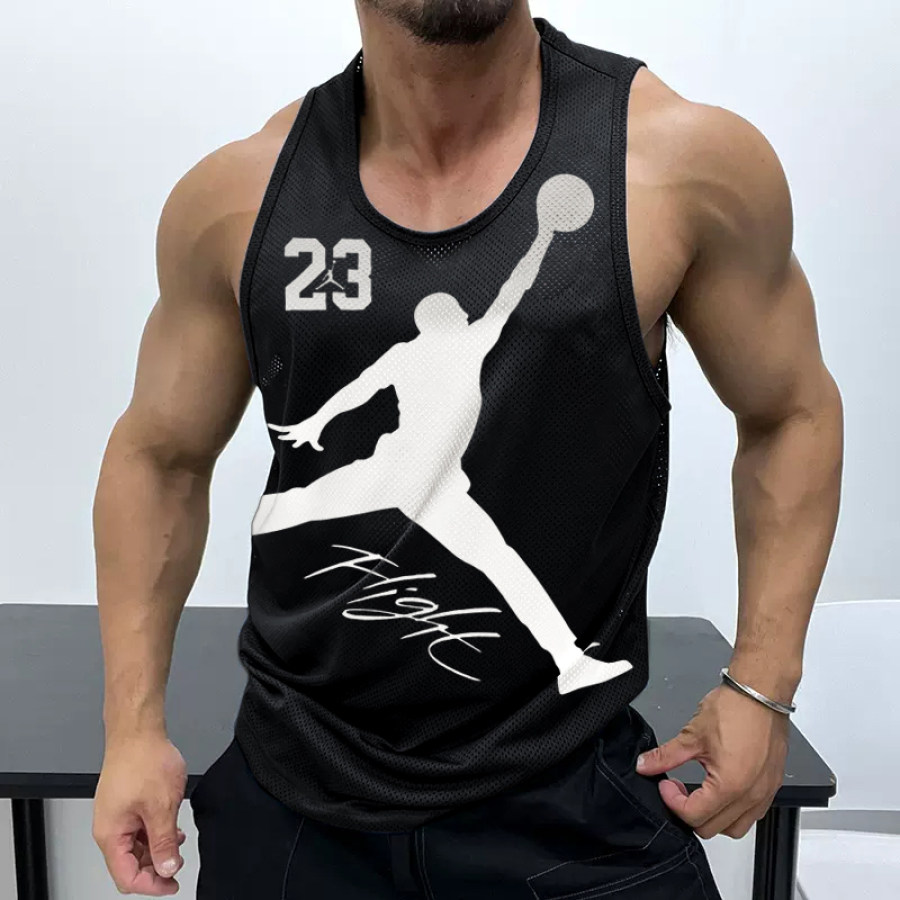 

Men's Casual Mesh Vest Basketball Print Vest Breathable Sports Vest