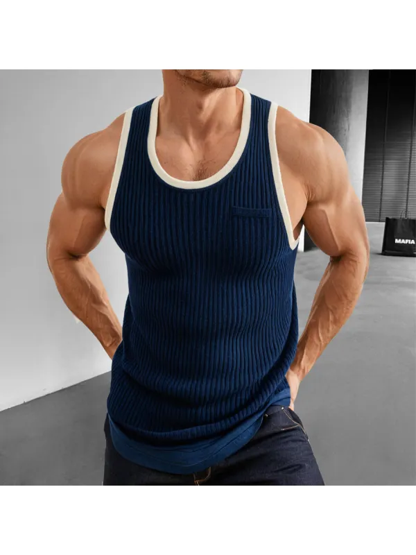 Men's Contrast Tight Vest - Timetomy.com 