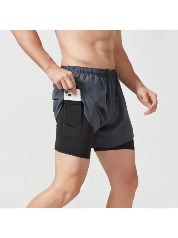 Men's Loose Double-layer Fitness Shorts - Timetomy.com 