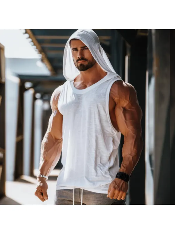 White Fitness Hooded Vest - Anrider.com 