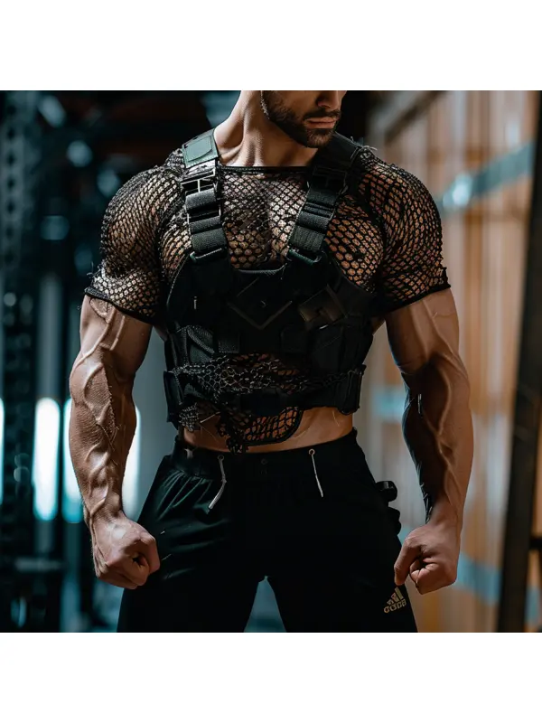 Sexy Mesh Muscle Man T-shirt - Anrider.com 