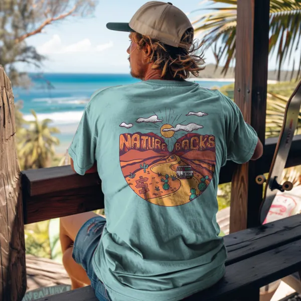 Unisex Vintage Holiday Travel Surfwear Printed T-Shirt - Yiyistories.com 