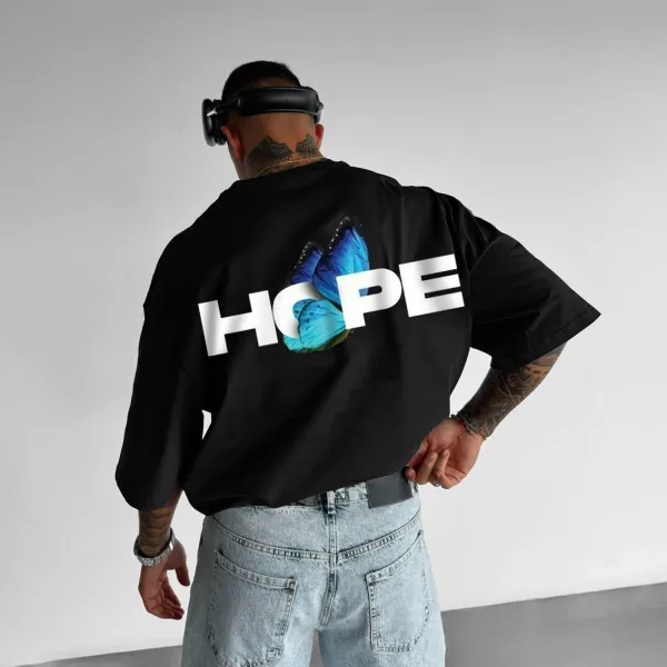 Hope Butterfly Printed Oversized T-shirt - Wayrates.com 