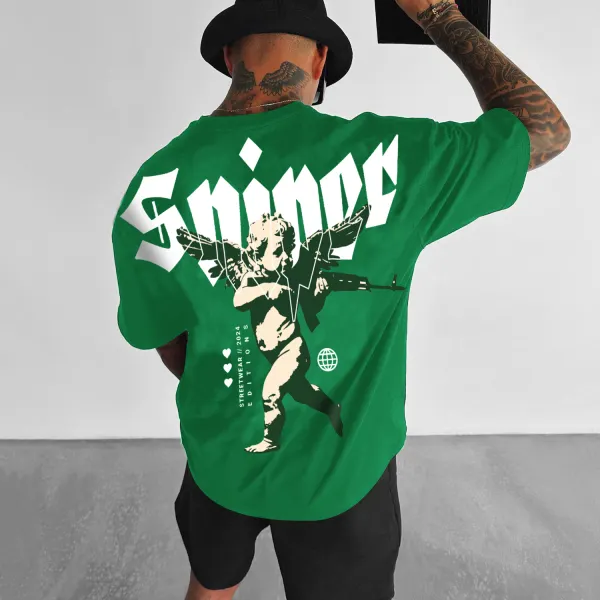 Letter Angel Design Oversized T-shirt - Wayrates.com 