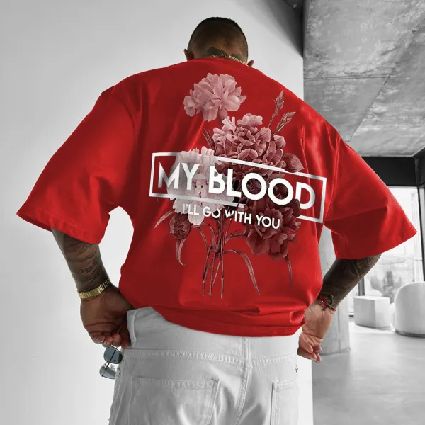 Flower Letter Printing Oversized T-shirt - Wayrates.com 