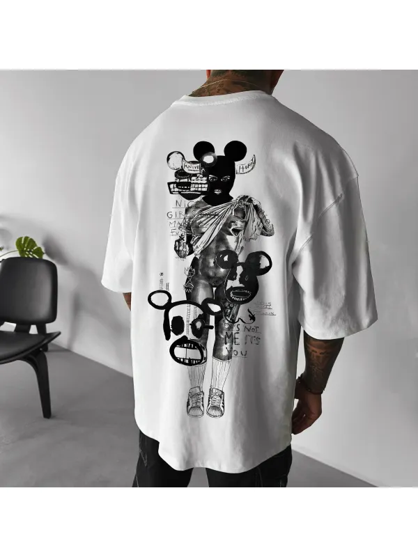 Trendy Graffiti Print Oversized Men's T-shirt - Timetomy.com 