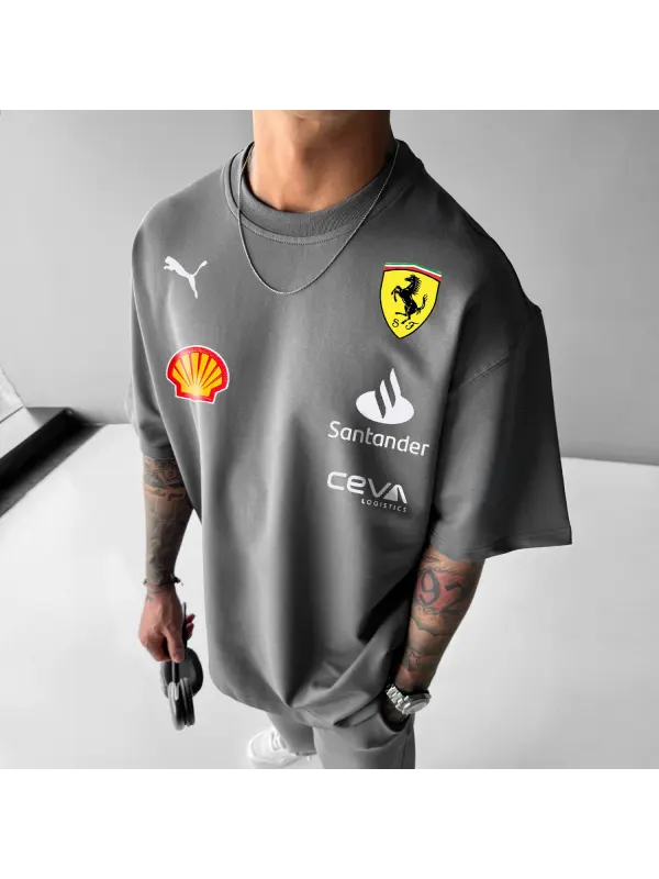 Racing Print Oversized Men's T-Shirt - Ootdmw.com 