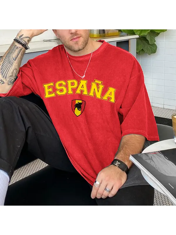 Unisex Vintage Spanish Football Print T-Shirt - Timetomy.com 