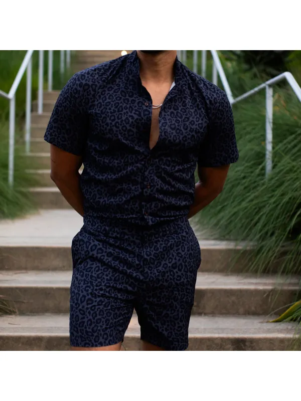 Men's Personalized Leopard Print Jumpsuit Rompers - Timetomy.com 