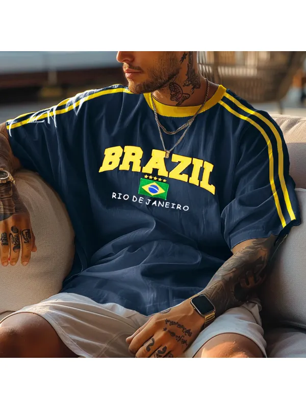 Unisex Retro Brazilian Football Y2K Oversized T-Shirt - Timetomy.com 