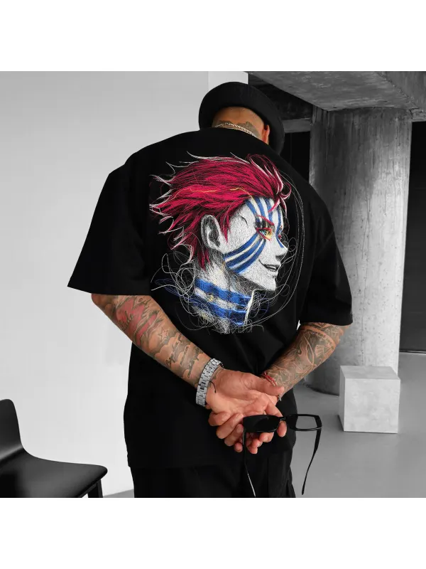 Unisex Casual Anime Print T-shirt Demon Akaza T-shirt - Timetomy.com 