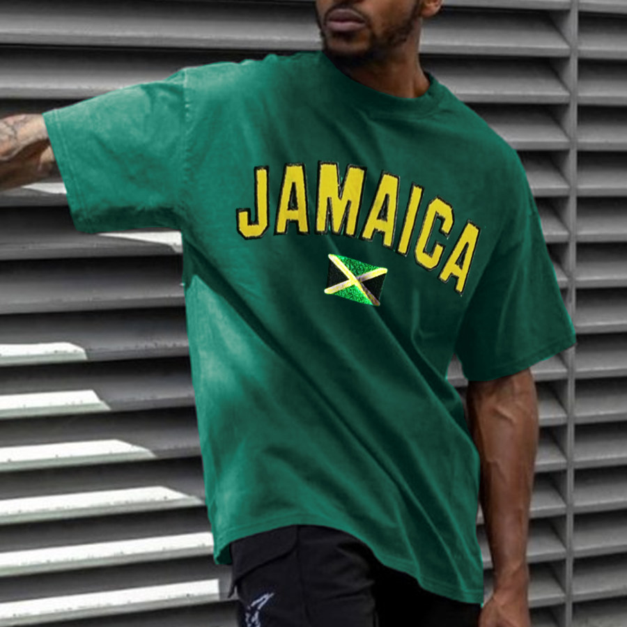 

Unisex Vintage Jamaican Football Print T-Shirt