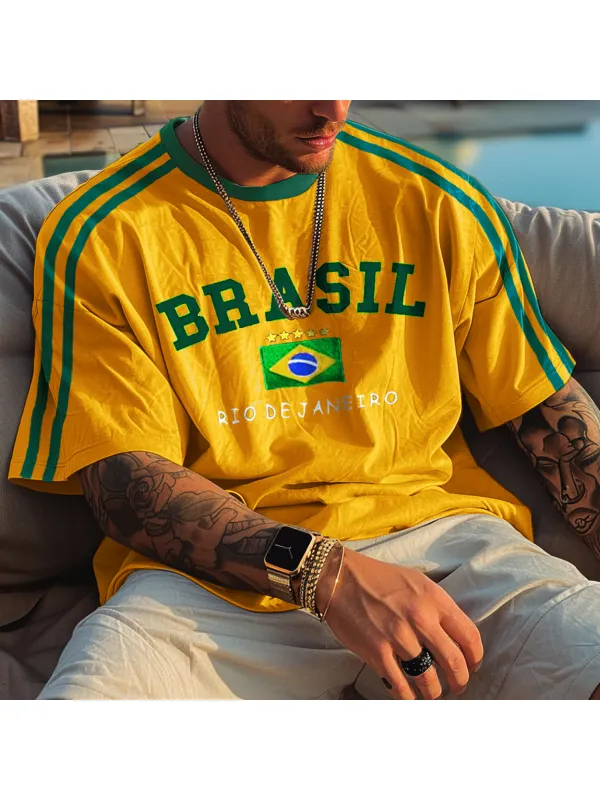 Unisex Retro Brazilian Football Oversized T-Shirt - Timetomy.com 